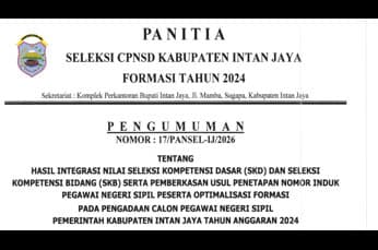 Foto berita: PENGUMUMAN PEMBERKASAN PENETAPAN NIP OPTIMALISASI CPNS 2024