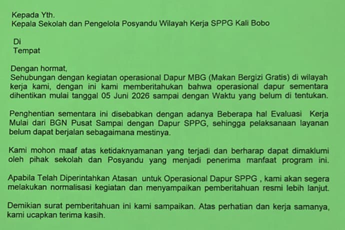 Foto berita: Kasus BGN Pusat Diduga Sebabkan Ada Dapur MBG di Nabire Stop Sementara
