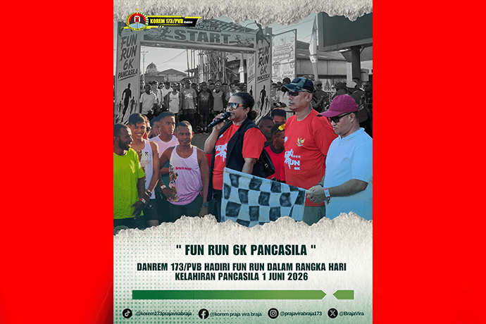 Foto berita: Semangat Pancasila di Bumi Papua Tengah, Danrem 173/PVB Ikuti Fun Run 6K