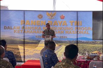 Foto berita: Padi Perkuat Ketahanan Pangan Nasional, Danrem 173/PVB Dampingi Kasdam XVII/Cenderawasih Pada Panen Raya Padi TNI di Nabire