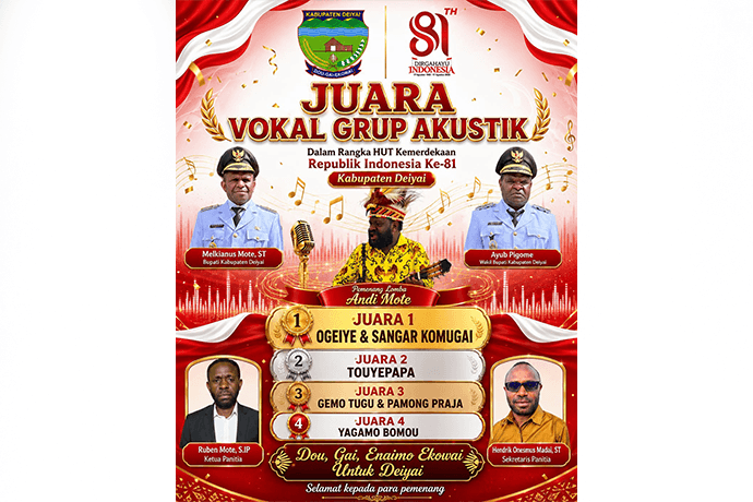 Foto berita: Group Musik Ogeiye Raih Juara I, Lomba Vokal Group Akustik Mambesak